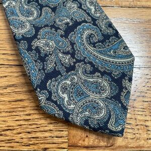 Elegant Allen Solly Blue and Gray Paisley Wool Tie for Formal Occasions